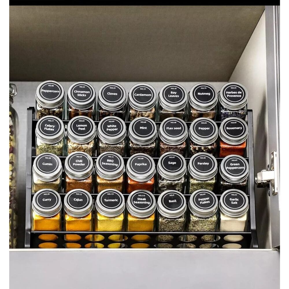 Spice Rack with 28 Spice Jars Spice Rack Organizer for Cabinet Spice Jars with - Picture 4 of 6